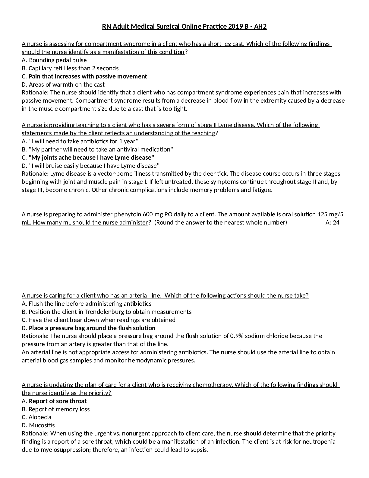 Preview image for RN Adult Medical Surgical Online Practice 2019 B - AH2